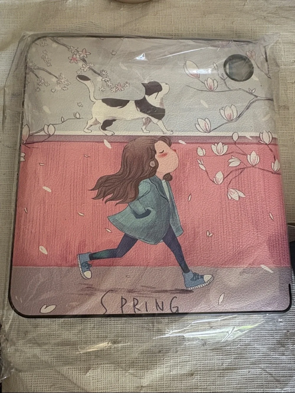 Kobo Libra E Reader Case Spring Girl with Cat New